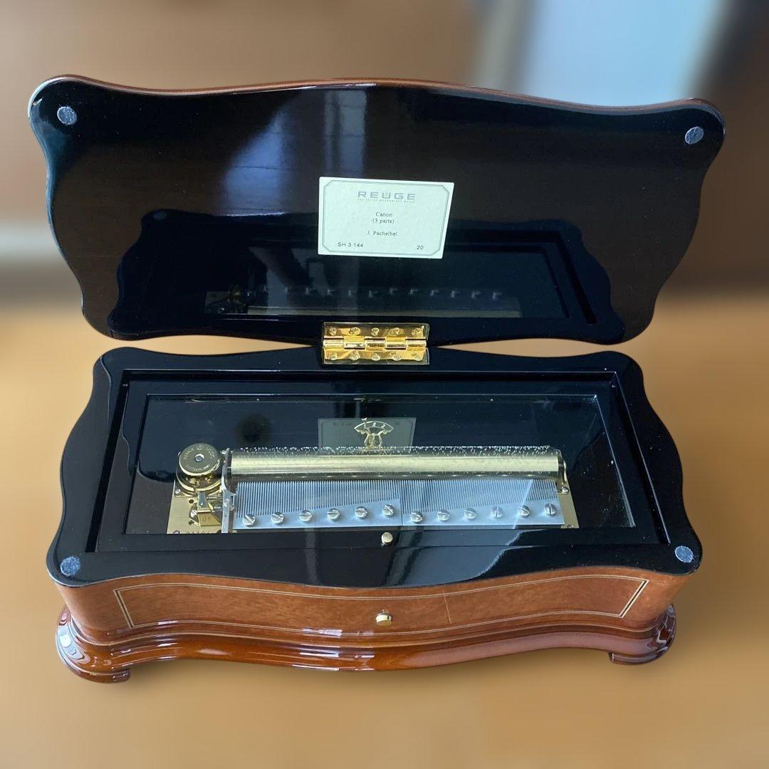 リュージュオルゴール カノン 144弁 ホワイトローズ スイス製 廃盤品