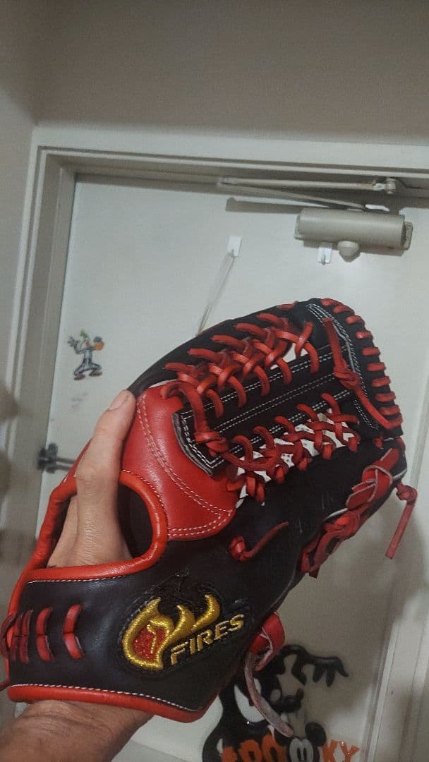 Fires 軟式グローブ 赤黒　大人用　外野用 野球 ファイヤーズ 軟式グローブ FIRES 軟式 グラブ オールラウンド 手