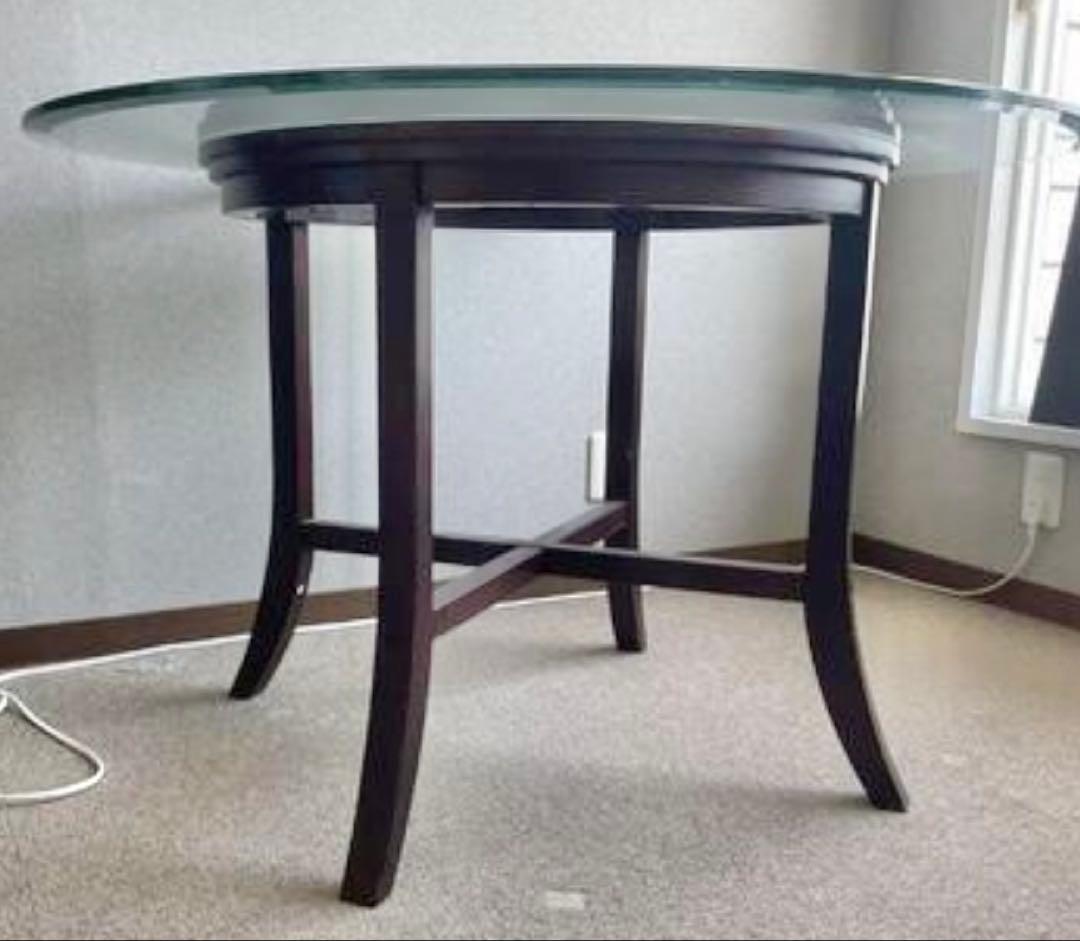 577 ニトリ ビッテ3 丸型ガラステーブル 廃盤 希少 北欧風 ダイニング