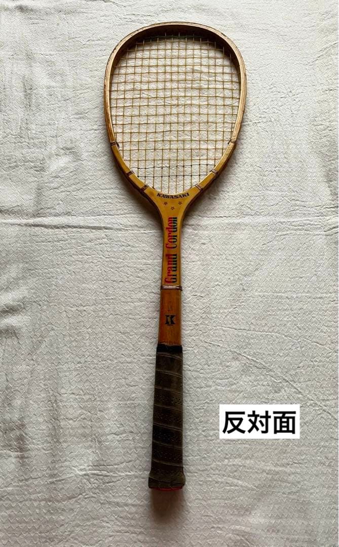 Kawasaki カワサキ ブランド 木製テニスラケット 昭和レトロ 軟式