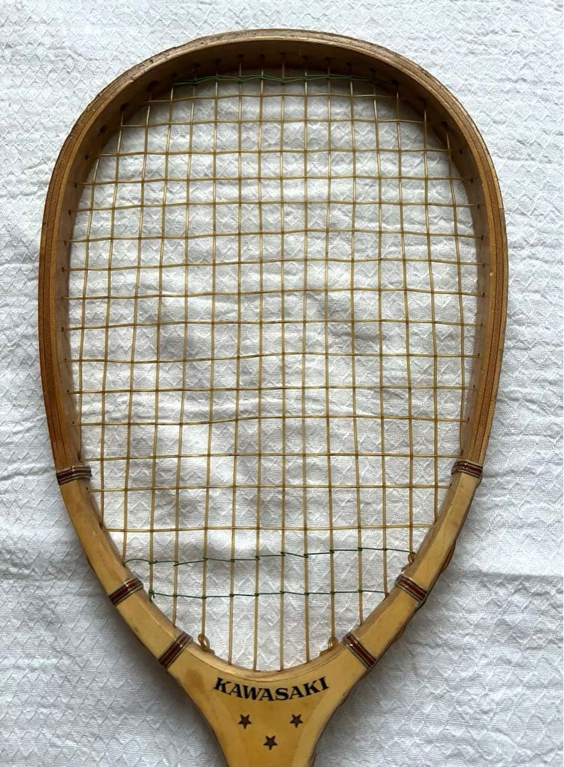 Kawasaki カワサキ ブランド 木製テニスラケット 昭和レトロ 軟式