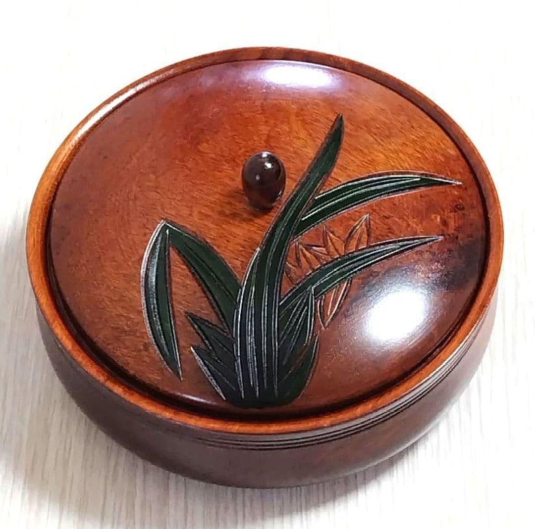 木製 蓋付き菓子器 菓子入れ レトロ アンティーク 植物彫刻 - メルカリ