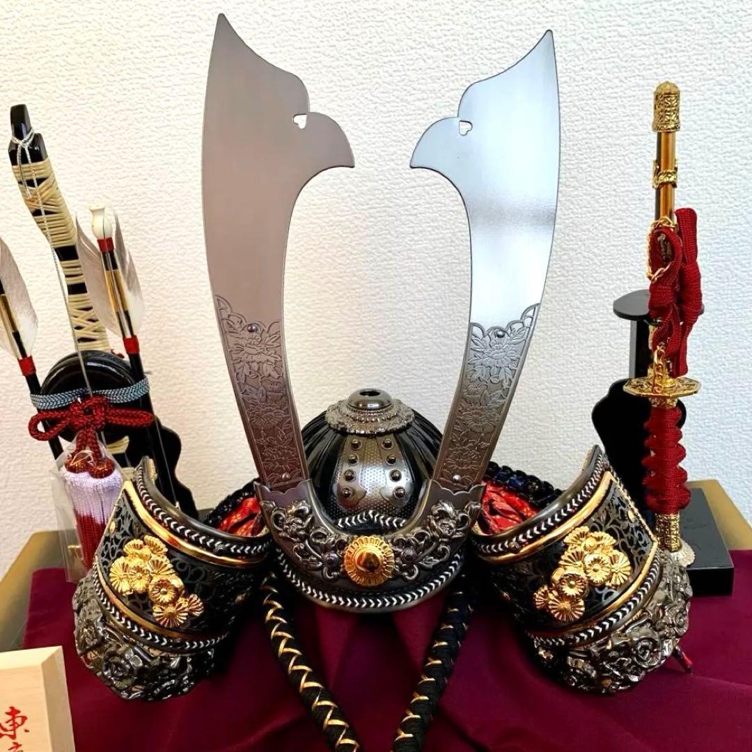 未使用保管】 五月人形 兜飾り 飛翔 兜セット 15号 龍玉作 - メルカリ