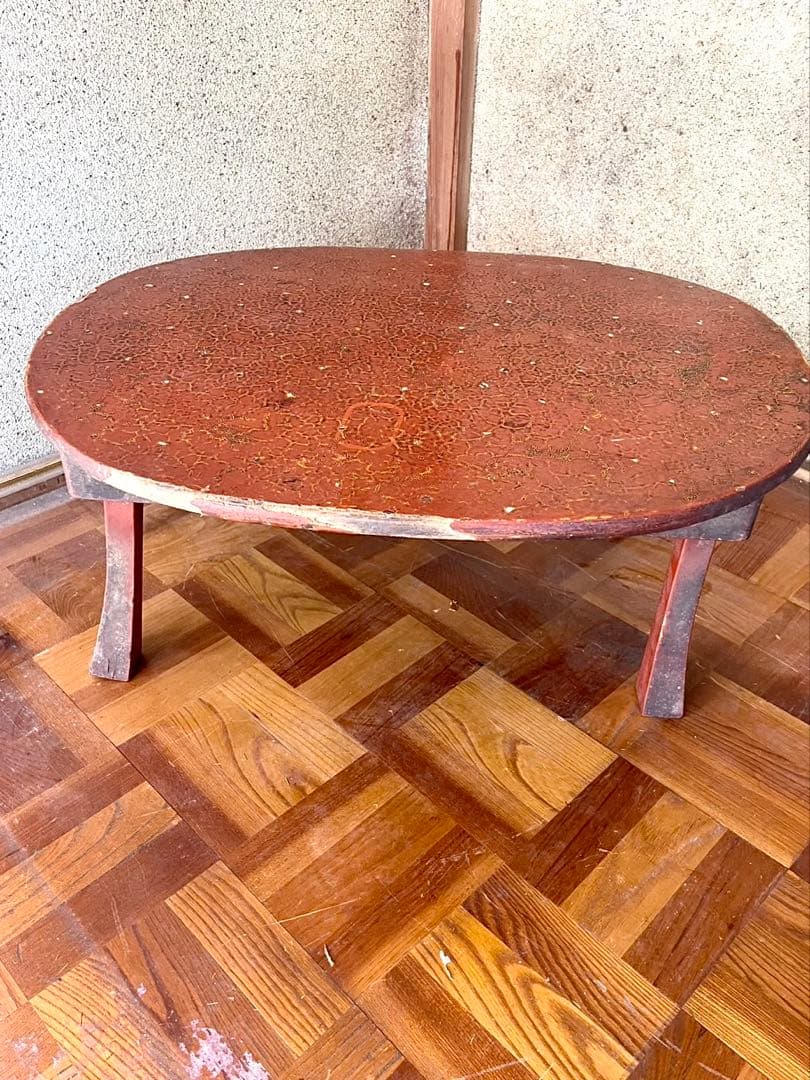 送料込]昭和レトロ ちゃぶ台 丸テーブル 座卓 折りたたみ Chabudai