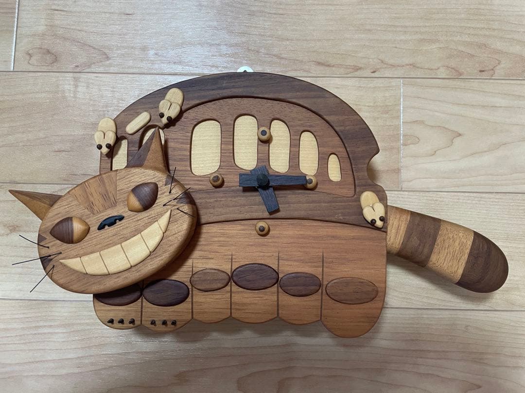 となりのトトロ ねこバス手作り 木製柱時計 - メルカリ