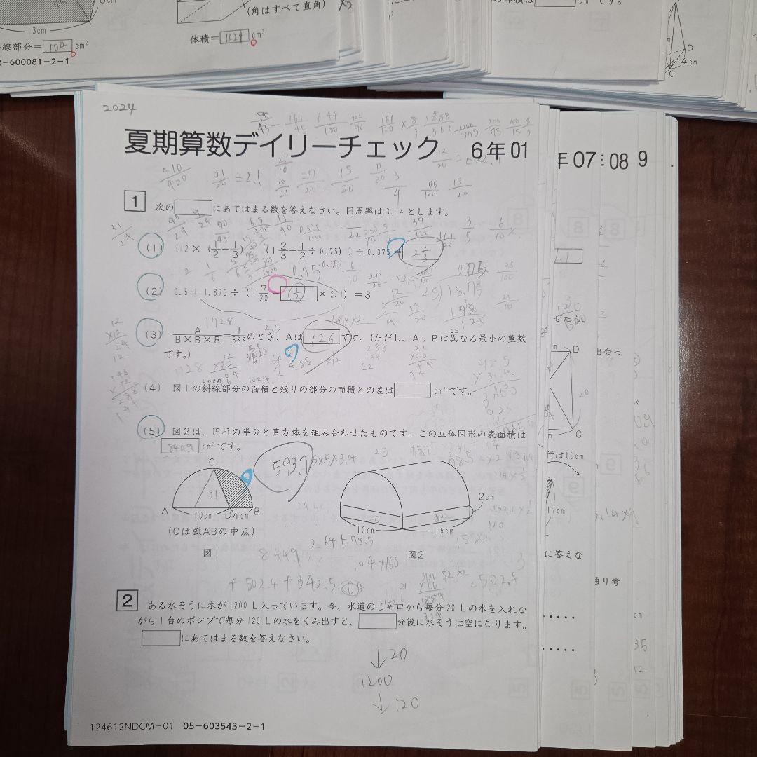 サピックス 6年算数デイリーチェック 01～38 夏期01～18 サピックス 6