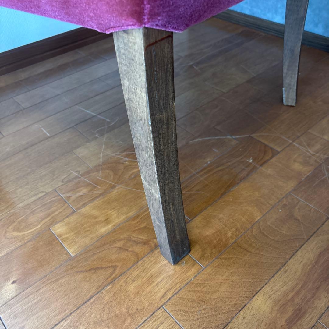 ダイニングチェア ダークレッド ベロア 3脚セット ばら売り可 昭和