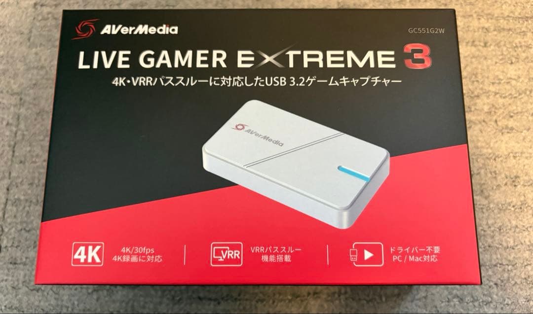 ビデオキャプチャー・キャプチャーボード AverMedia LIVE GAMER EXTREME3 GC551G2W AVerMedia LIVE GAMER EXTREME 3 - GC551G2 4K/30fpsの高画質録画やVRR