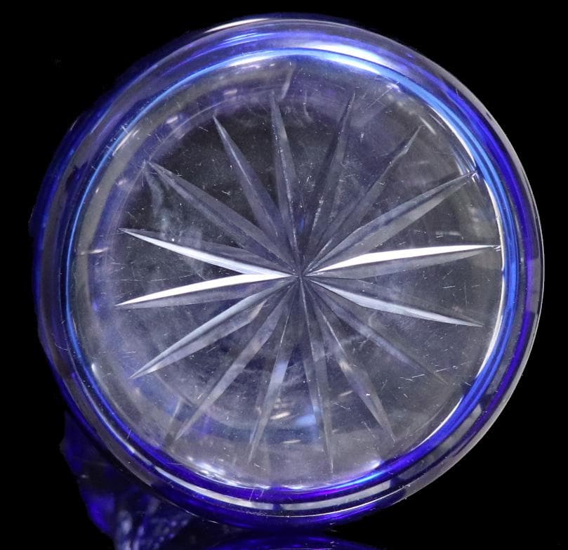 オールド・バカラ 31cm ディアマン・ピエーリー ブルー被せ装飾 大型