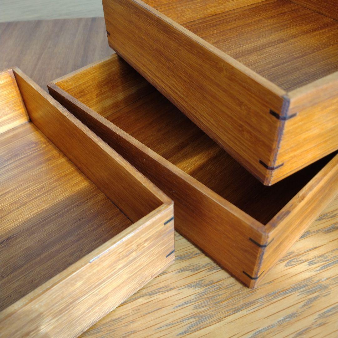 3段重箱 18cm 寄せ竹 拭き漆 竹箱 お重 京都 天然生活