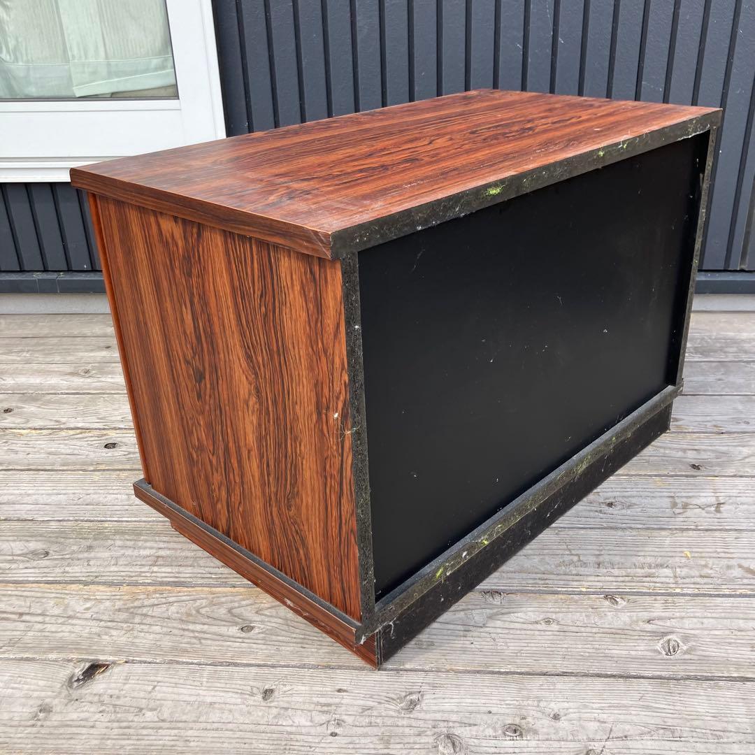 昭和レトロ ミッドセンチュリー ガラス扉 木製レコードラック