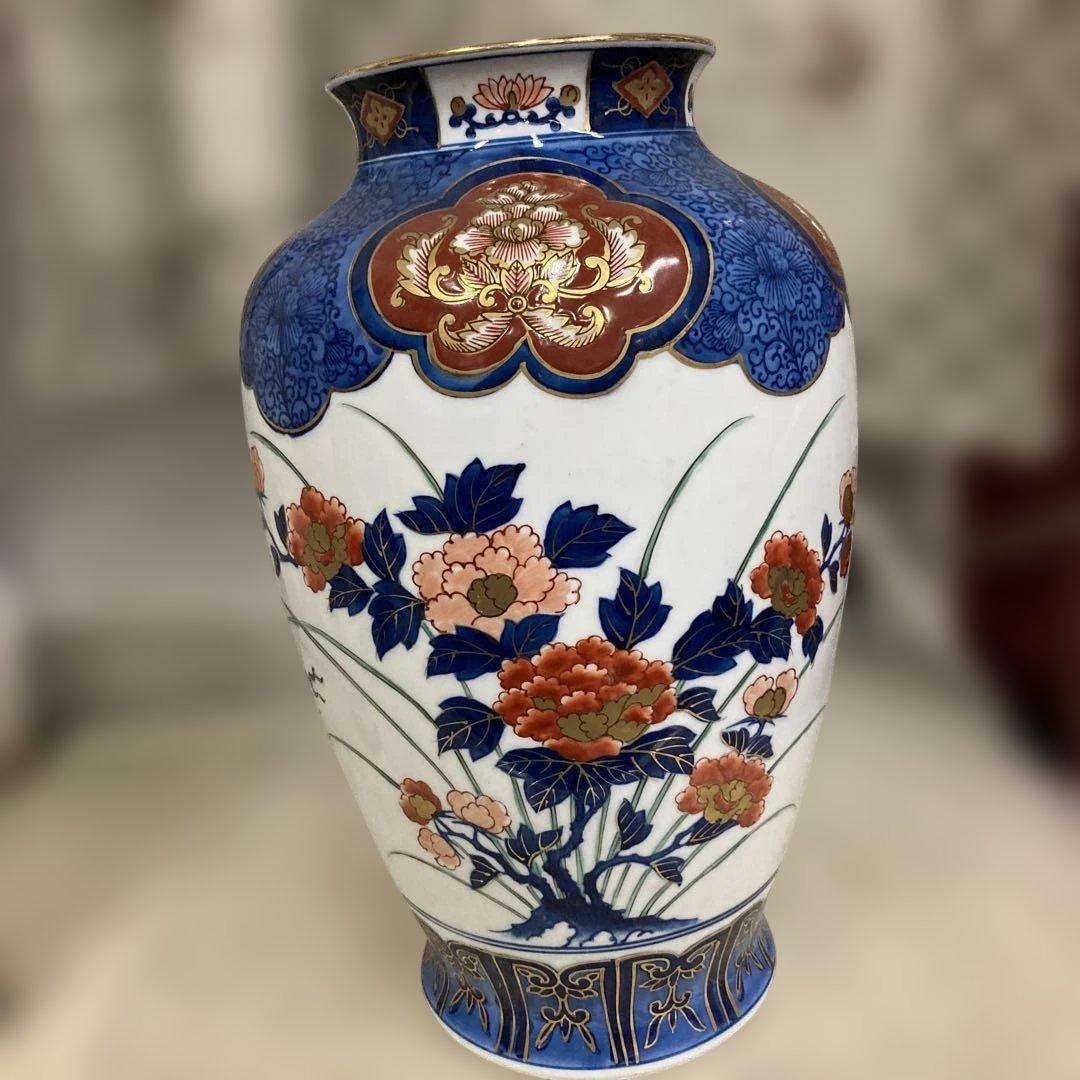 有田焼 哲山作 金彩花柄 染錦 花瓶 花器 高さ36cm 大花瓶 - メルカリ