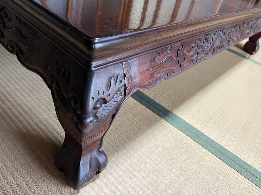 和室 座卓 座敷机 ローテーブル 昭和レトロ 龍彫り - メルカリ