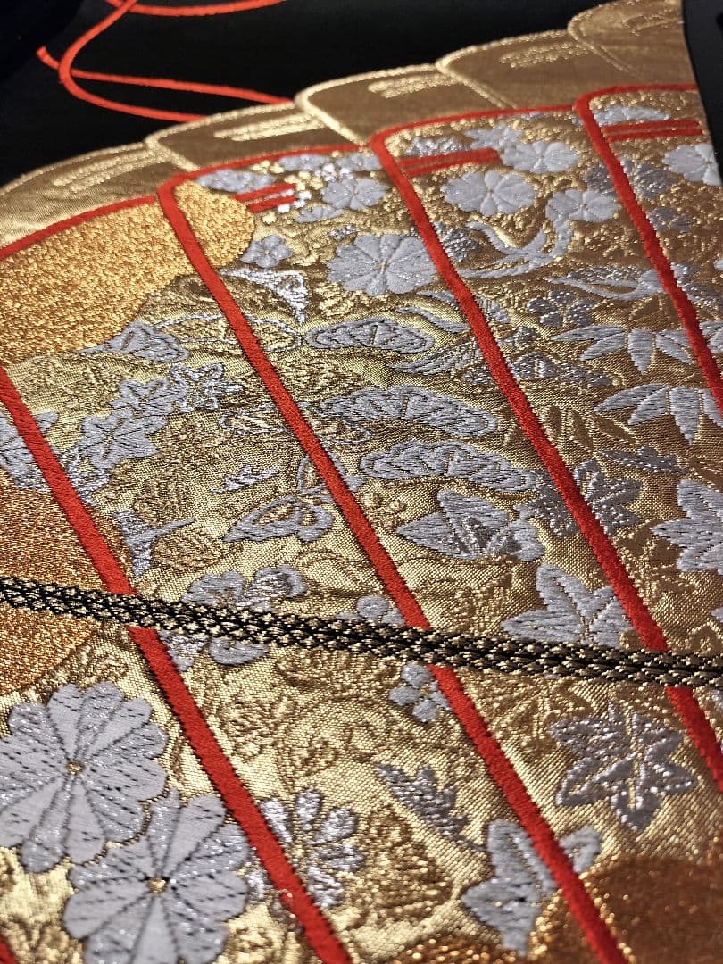 A669☆逸品‼️豪華刺繍‼️ひな祭り‼️袋帯正絹テーブルランナー2m4cm