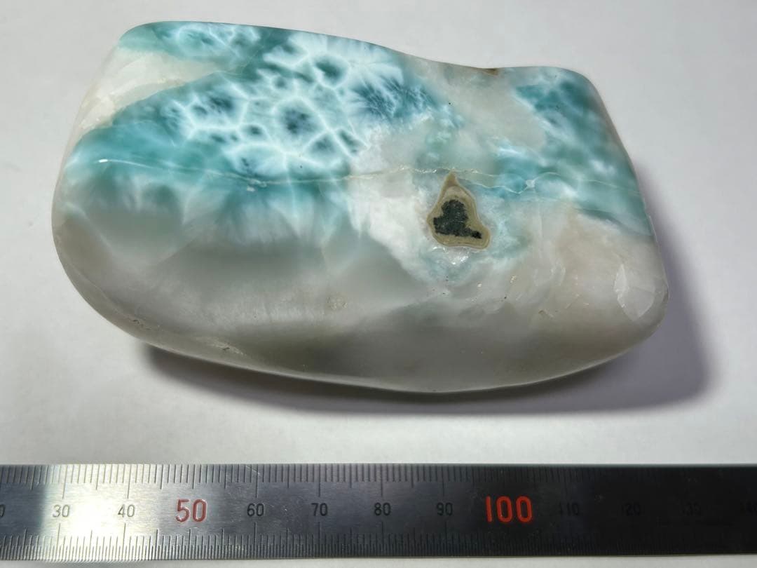 ドミニカ産　特大　ラリマー　ブルー　ペクトライト　原石　磨き石　370.5g