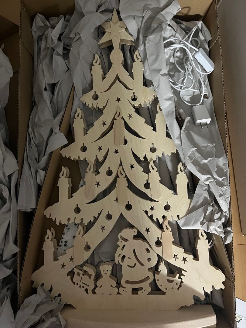 RATAGS 木製クリスマスツリー LEDライト付き 高さ約70cm