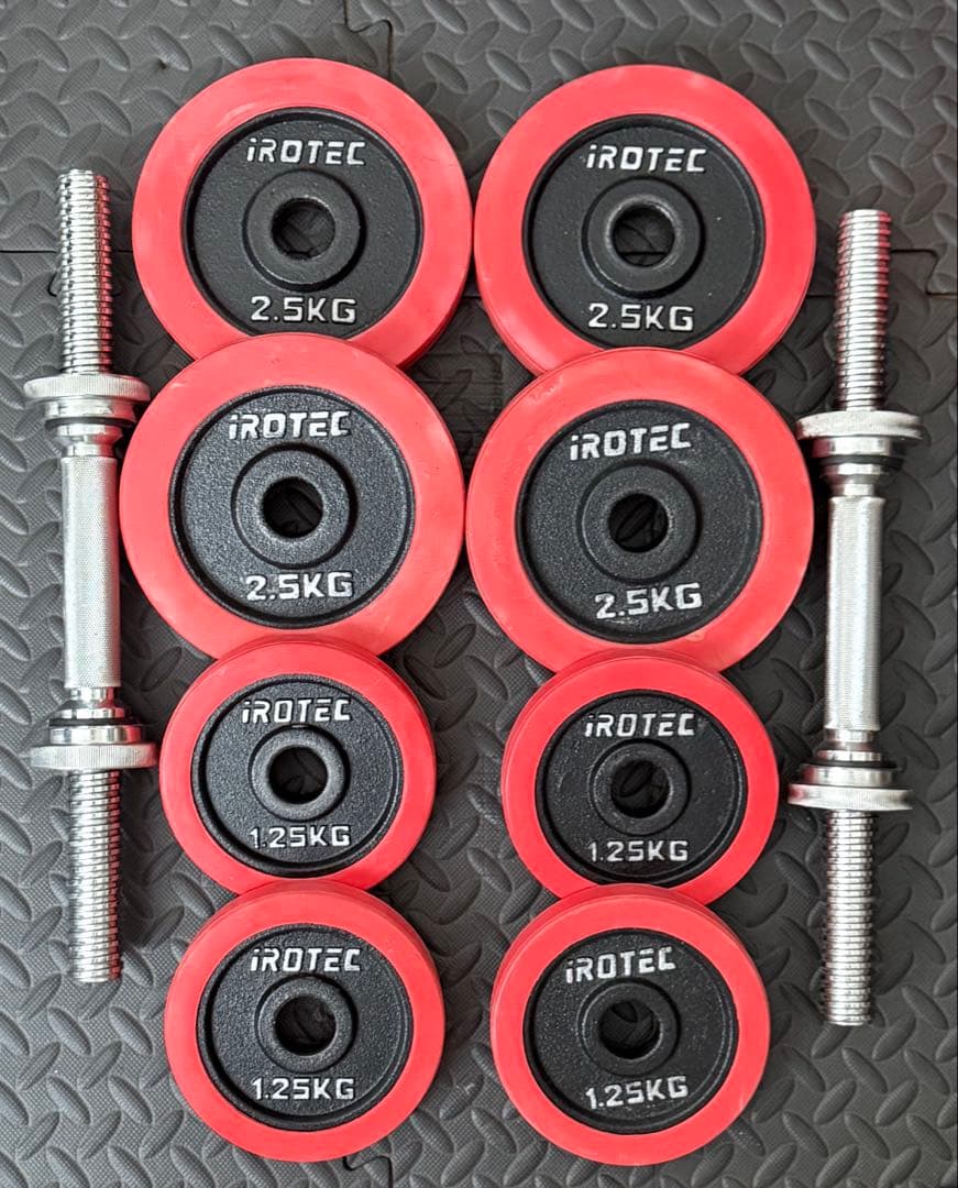 iROTEC ダンベルプレート セット 45cmシャフト付き - メルカリ