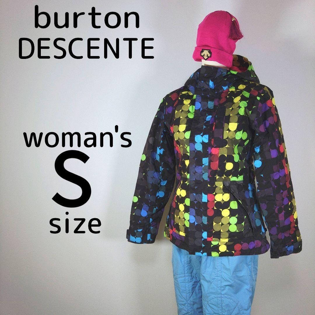 バートン　デサント　レディース　スノーボードウェア　S　ブラック　ブルー デサント スキー DESCENTE スキー【SKI】スイスジャケット -デサント