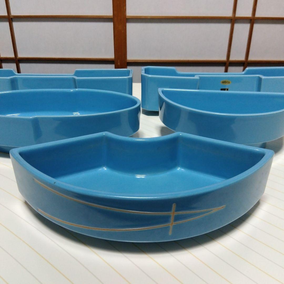 ☆ 小原流 生け花 水色水盤五品揃え / 扇型&小判型&半月