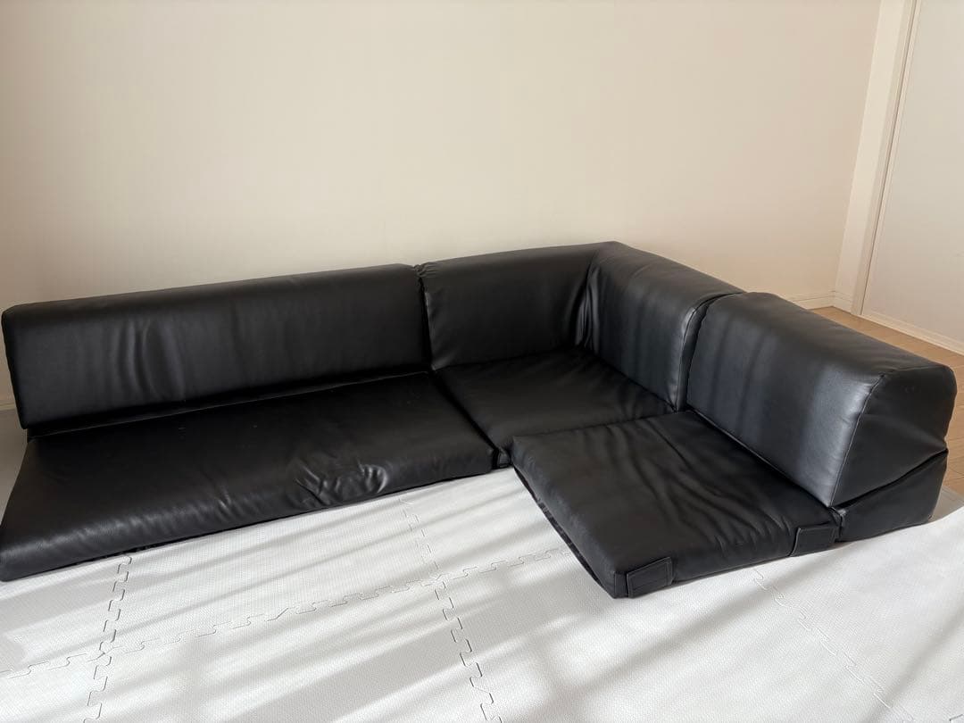 ポケット付きロータイプコーナーソファ3点セット(合成皮革) ポケット付きロータイプコーナーソファ3点セット 合皮タイプ (BR