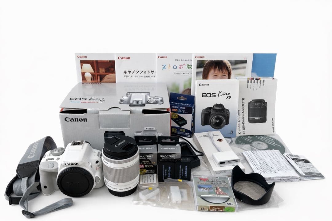 Canon EOS Kiss X7 ホワイト レンズキット付属品多数 初心者向け EOS キヤノン デジタル一眼 CANON Kiss X7 ホワイト レンズキット 中古