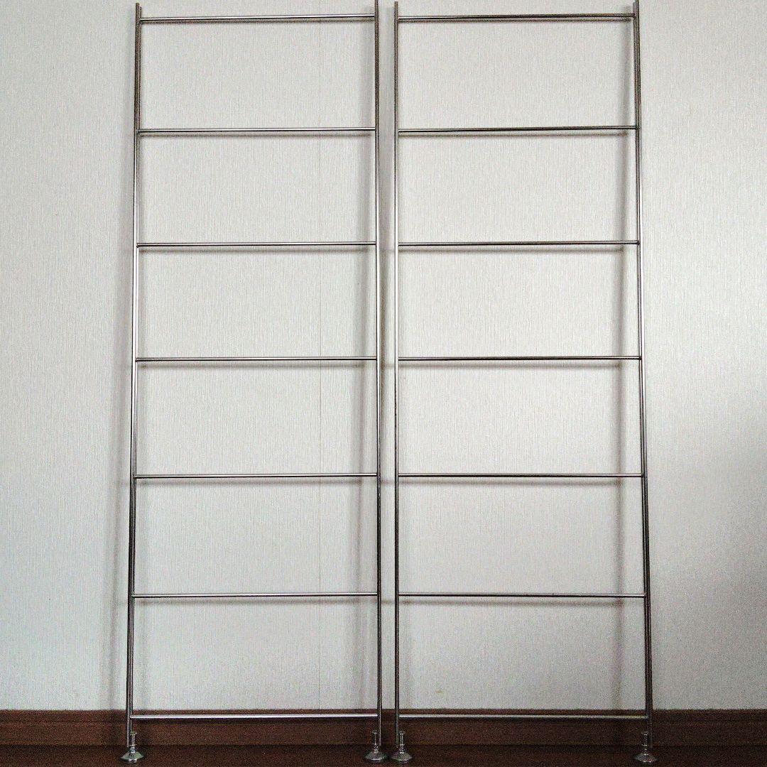 無印良品　ステンレスユニットシェルフ　追加用帆立　中2本セット 2点セット】ステンレスユニットシェルフ ステンレス追加用帆立 中