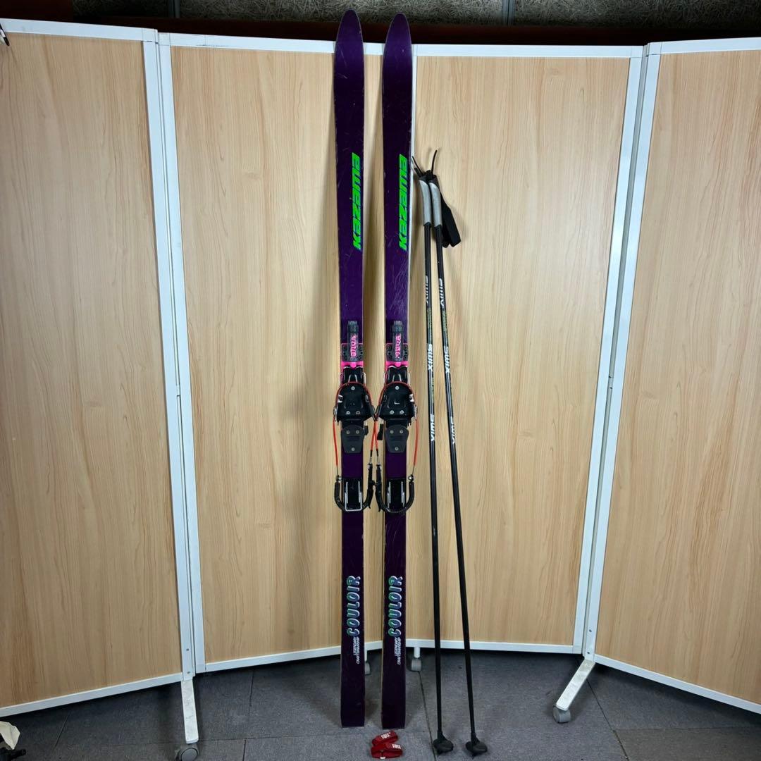 【送料込】KAZAMA テレマークスキー板　ポール　セット　山スキー カザマ KAZAMA テレマーク スキー TELEMARK COMP 2 207cm 53mm