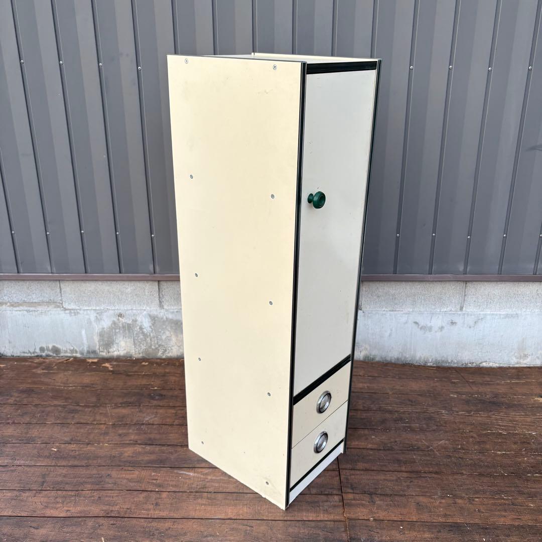 昭和レトロ レトロポップ 木製スリムキャビネット 8段 古家具 古道具