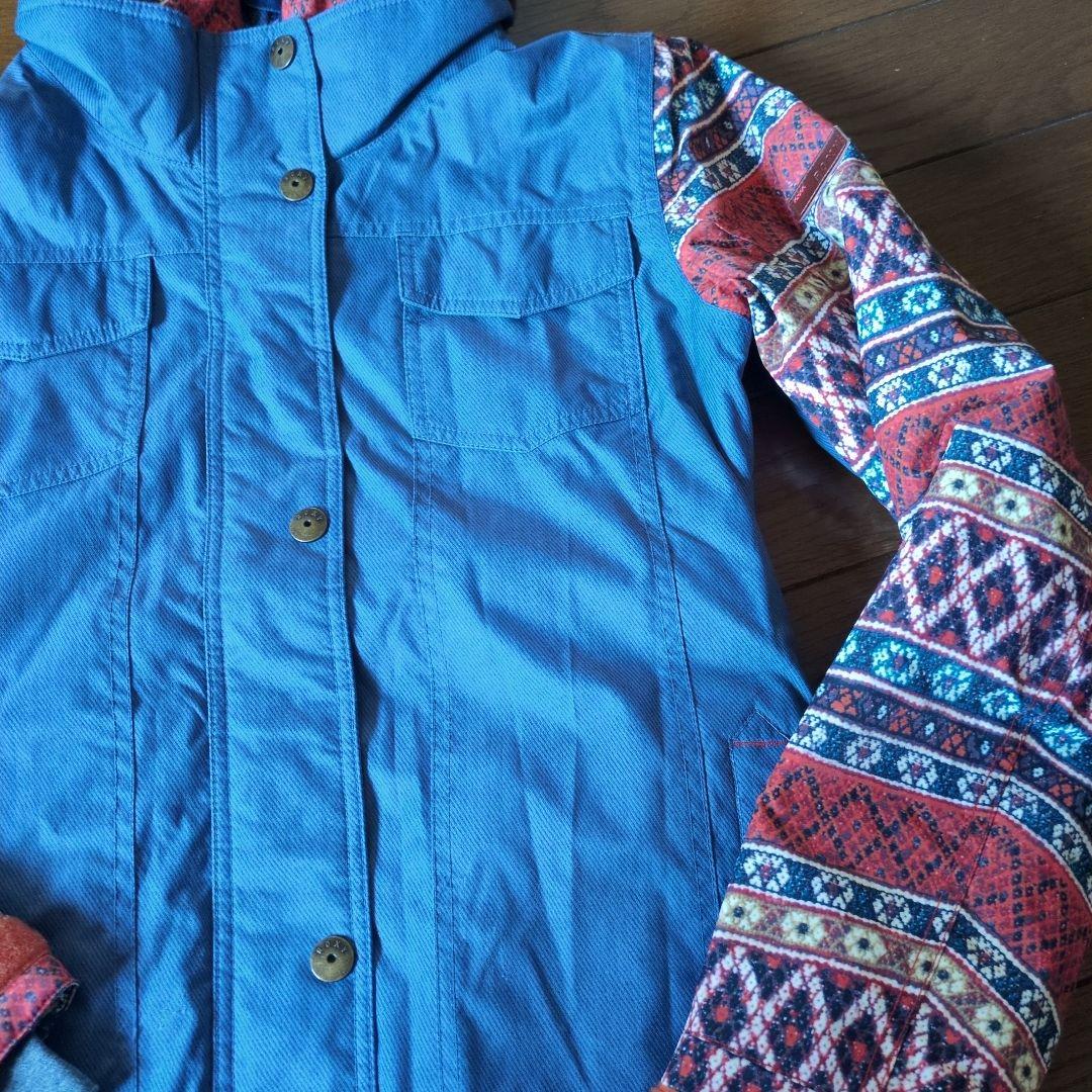 ROXY スノボウェア 上下セット デニム風 重ね着風 総柄 幾何学 - メルカリ