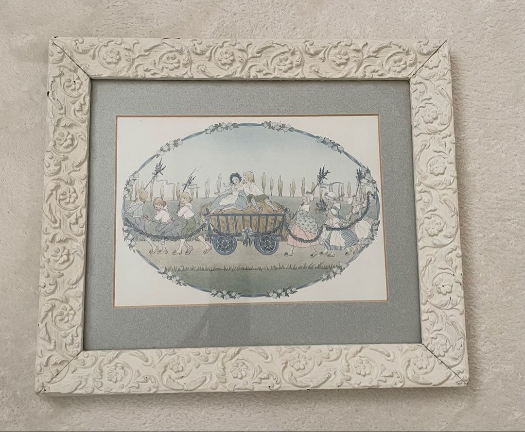 ウィルビーク ル メール 絵本挿絵の額装品 アンティーク 初版 シャビー