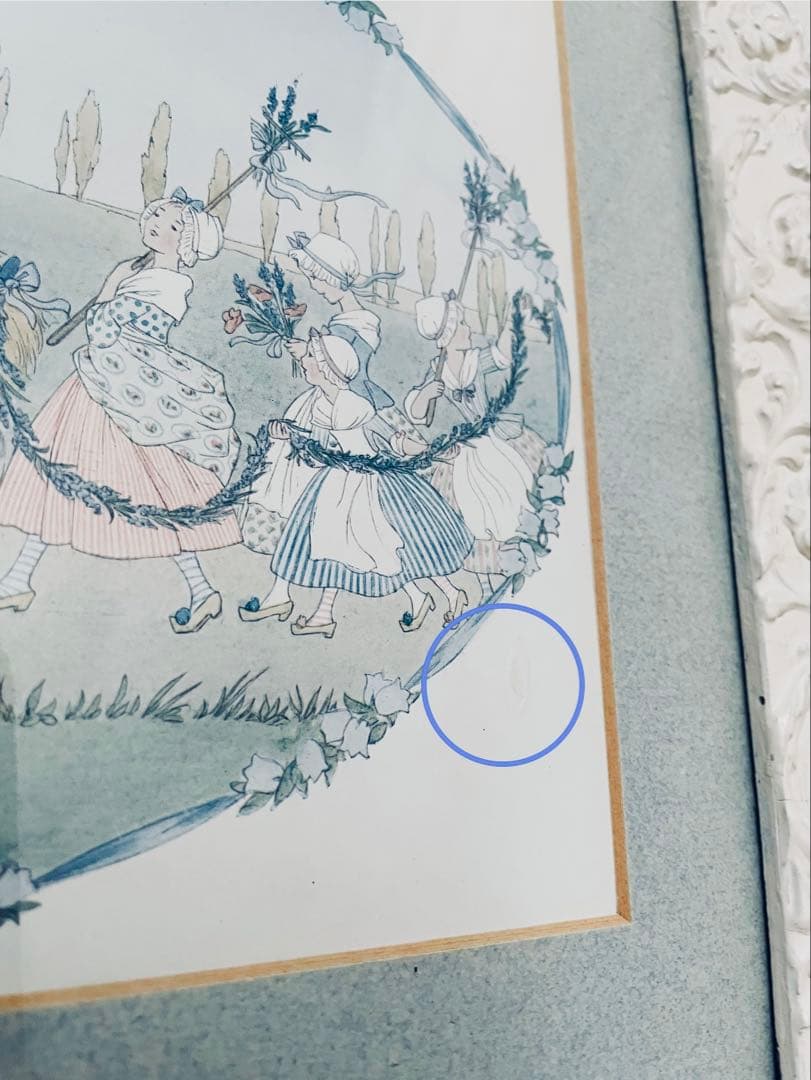 ウィルビーク ル メール 絵本挿絵の額装品 アンティーク 初版 シャビー