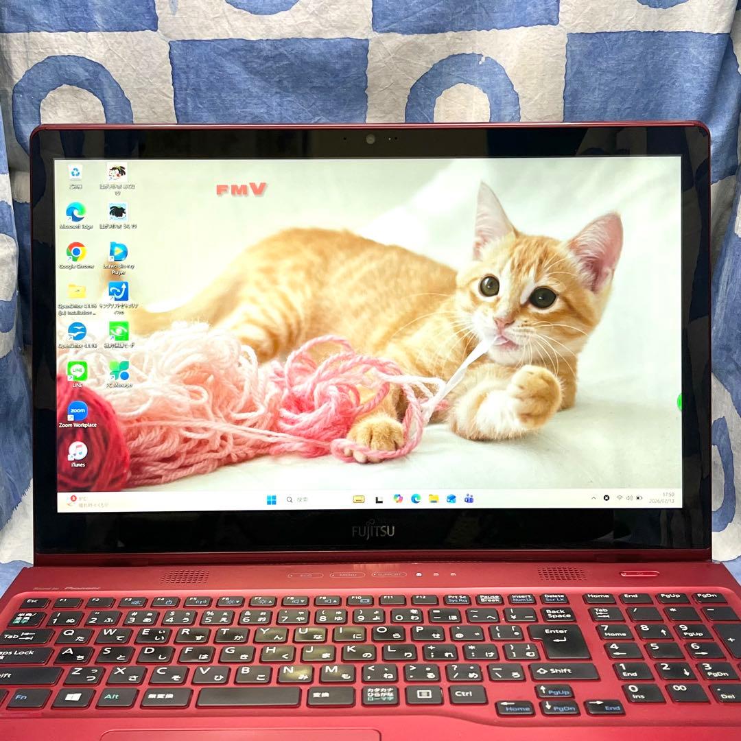 爆速SSD500G☆i7☆大人気赤ノートパソコン♪ブルーレイ&カメラ！Win11