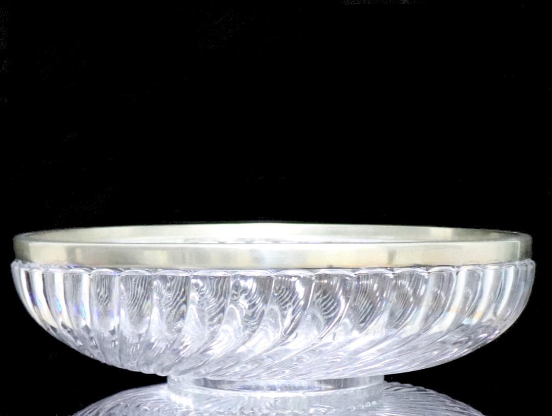 オールド・バカラ 超特大サイズ 7.6kg 41cmバンブー 銀 特大 ガラス鉢