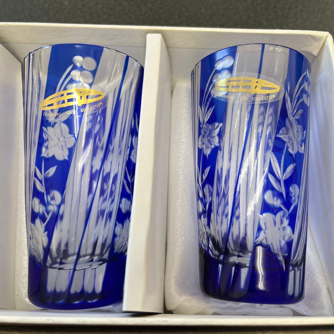 創作ガラス藍色切子 グラス5個 ／曽根工芸 - メルカリ