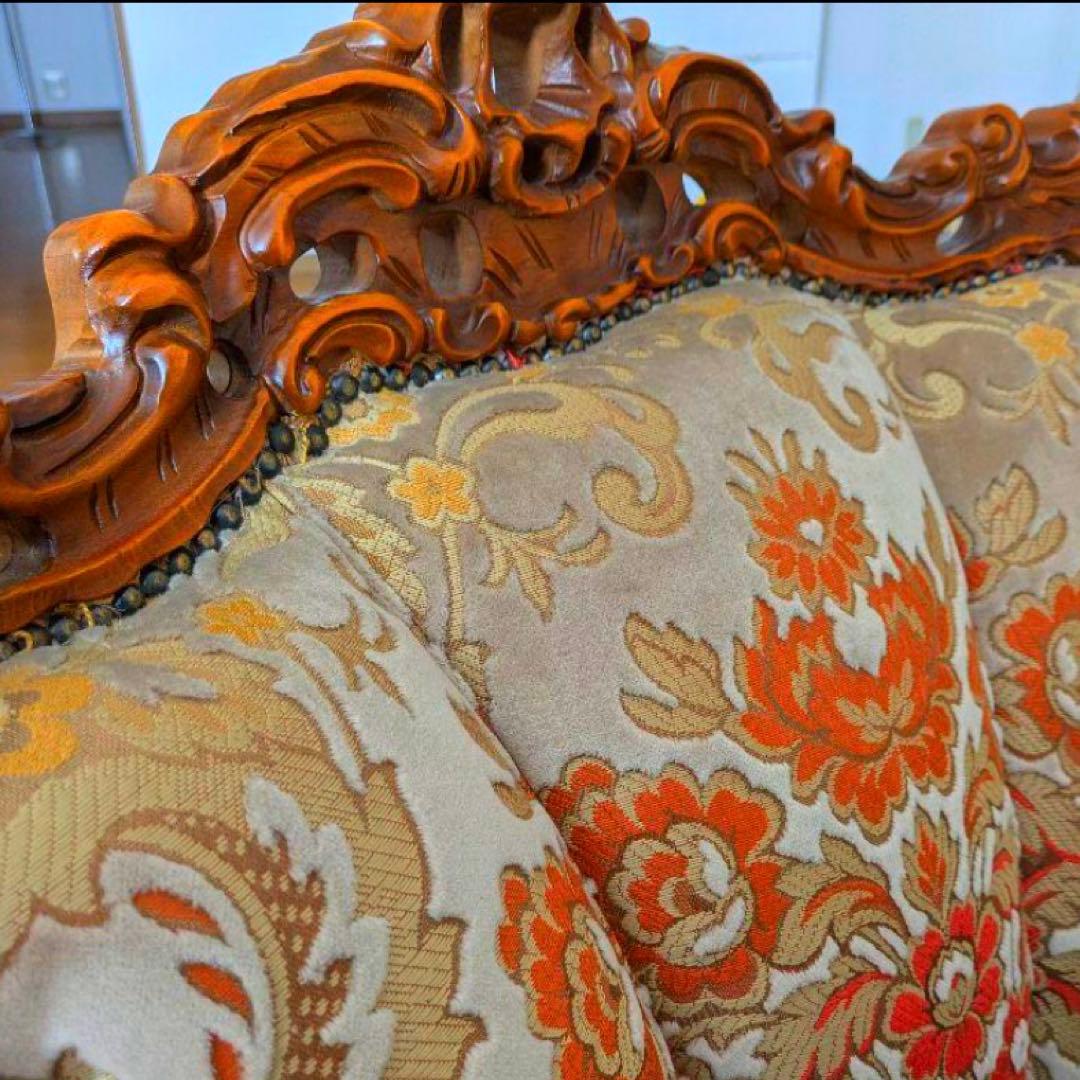 金華織 一人掛けソファー アンティーク ロココ調 シングル イタリア イタリー製