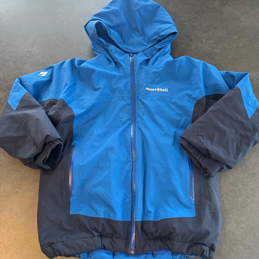 モンベル 140 スキーウェアスノボウェアジャケットアウター 青ブルー