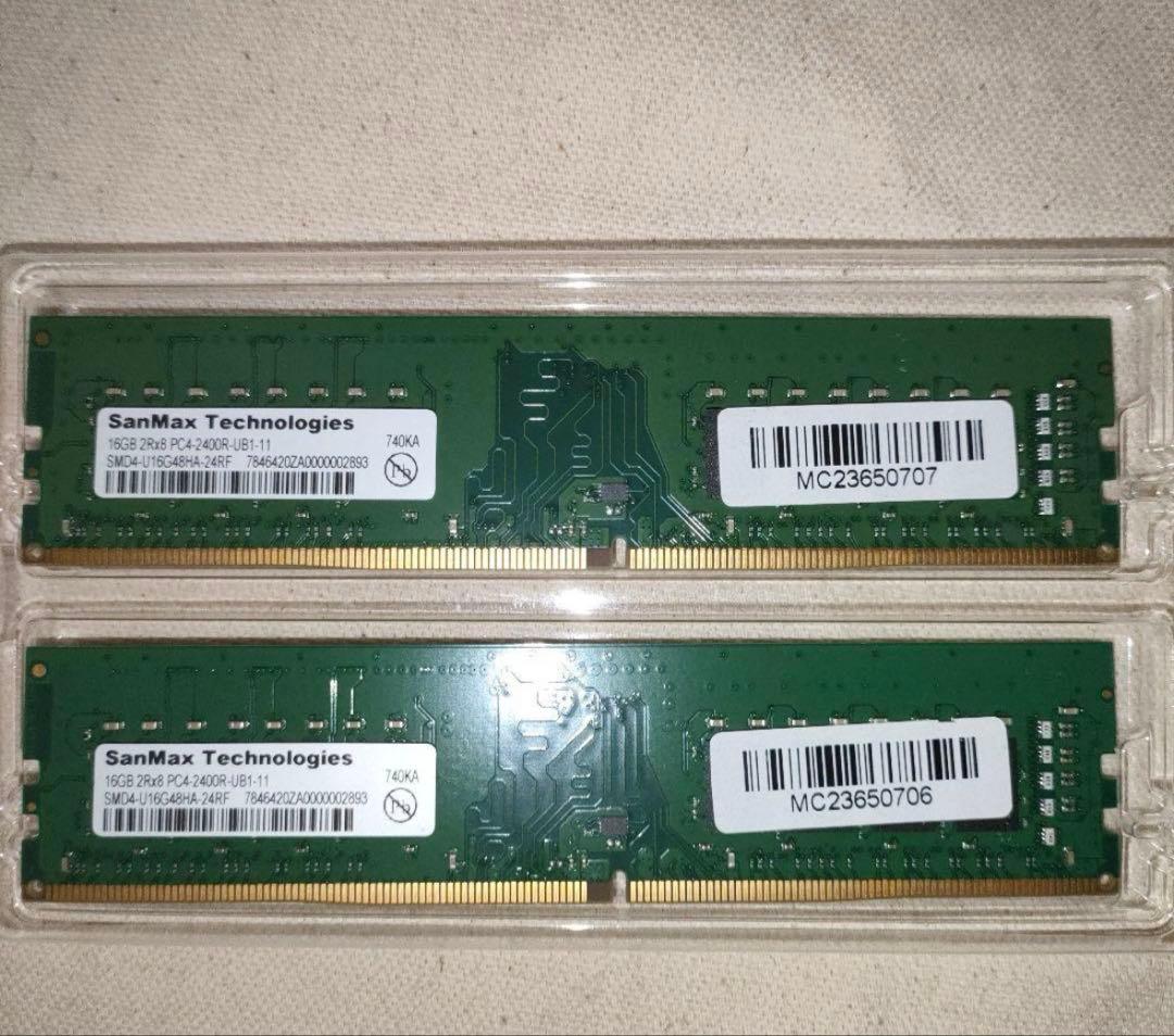 SanMax 32GB（16GB×2） DDR4 2400MHz メモリーセット - メルカリ