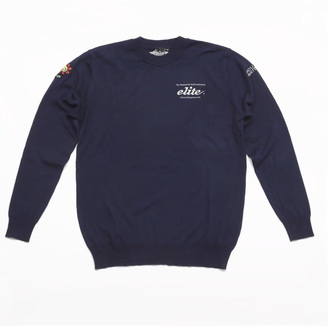 エリートグリップ　クルーネックセーター　ネイビー　新品　Lサイズ Amazon | [エリートグリップ] クルーネックセーター ゴルフウェア