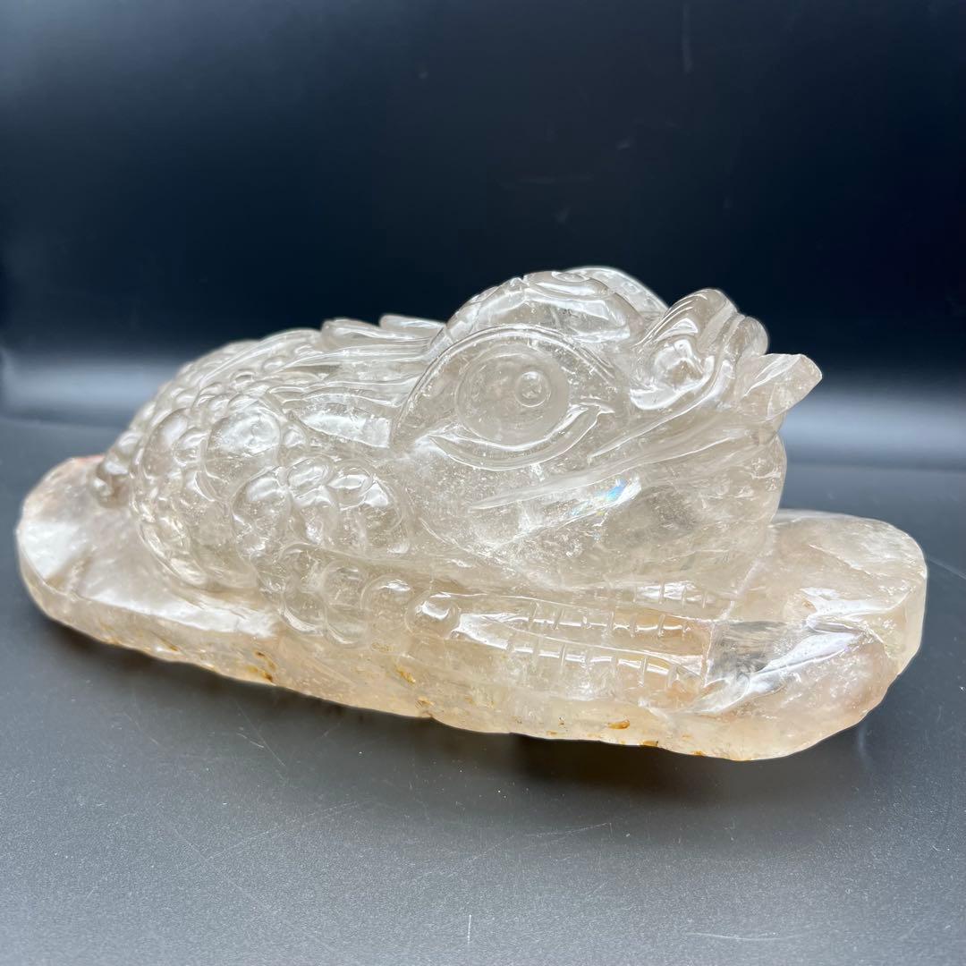 ✨富を招く至高の霊獣✨レインボー ライトニング水晶 三脚蟾蜍 金蟾