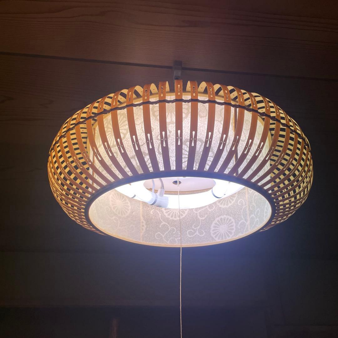 照明器具 吊り下げタイプ プラスチック製 竹、和紙仕様 蛍光灯 昭和