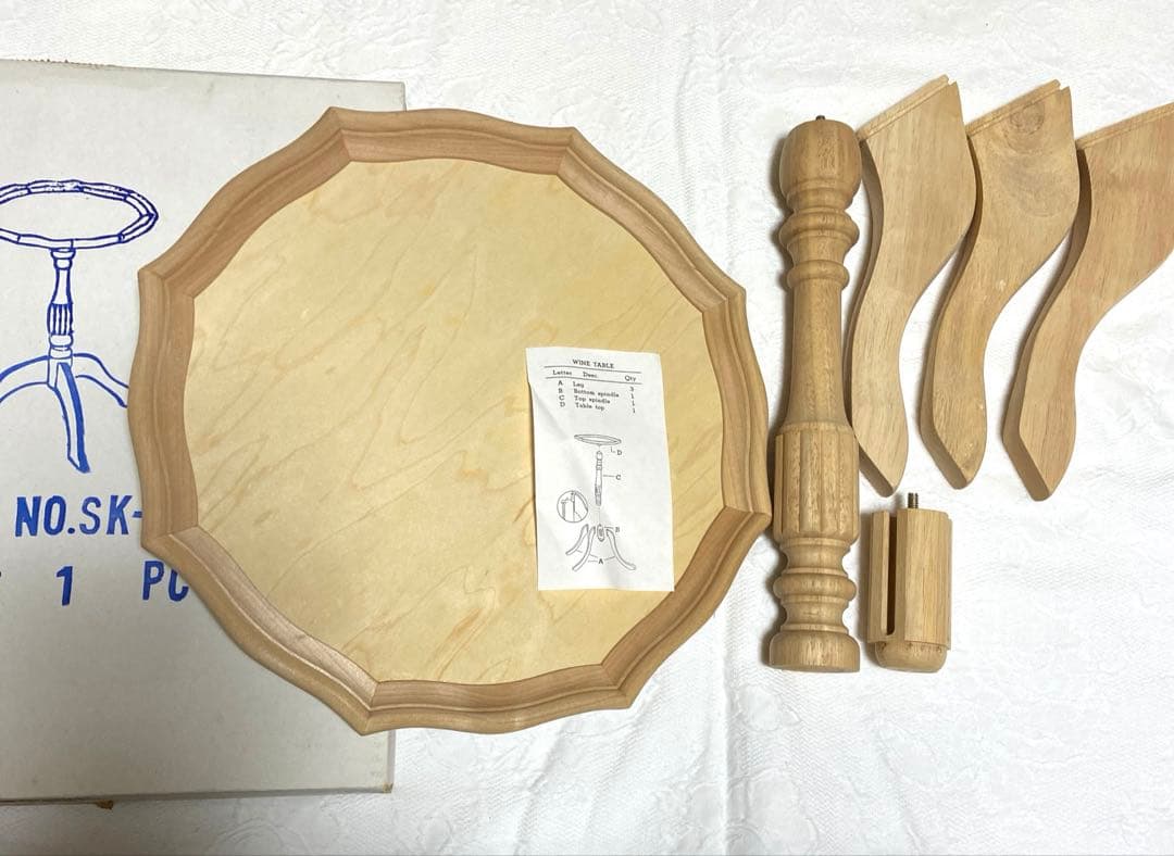 トールペイント白木 英国式ワインテーブル 組立て式 ミニテーブル