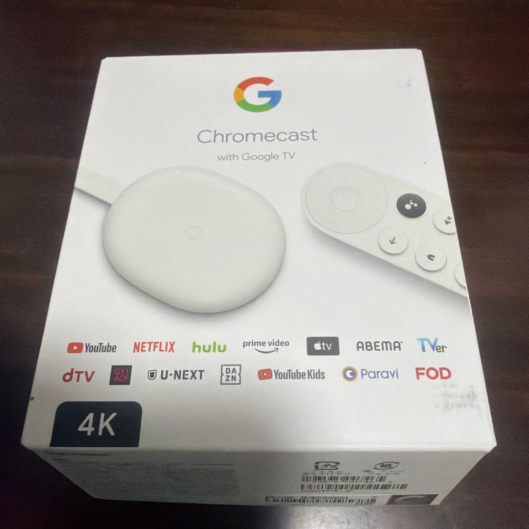 美中古Chromecast with Google TV 4K Chromecast Google TV 4K Streaming Device Voice Remote Snow DAMAGED