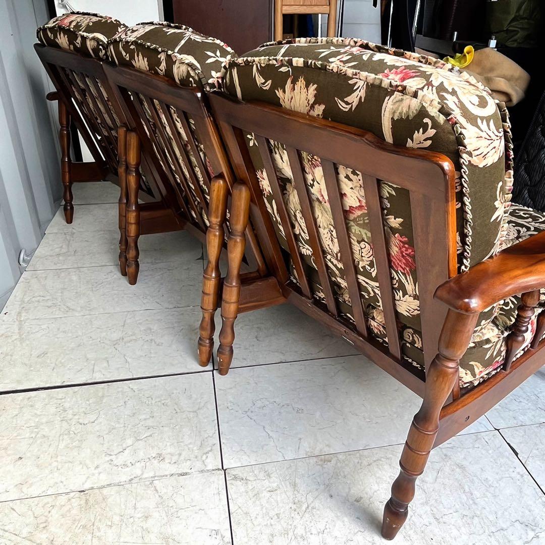 取付無料！カリモク コロニアル グリーン花柄アンティークセパレート3