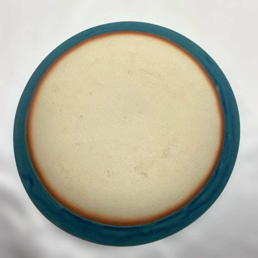 大嶺工房やちむん系 ターコイズグラデーション皿 25cm平皿 北窯・読谷系