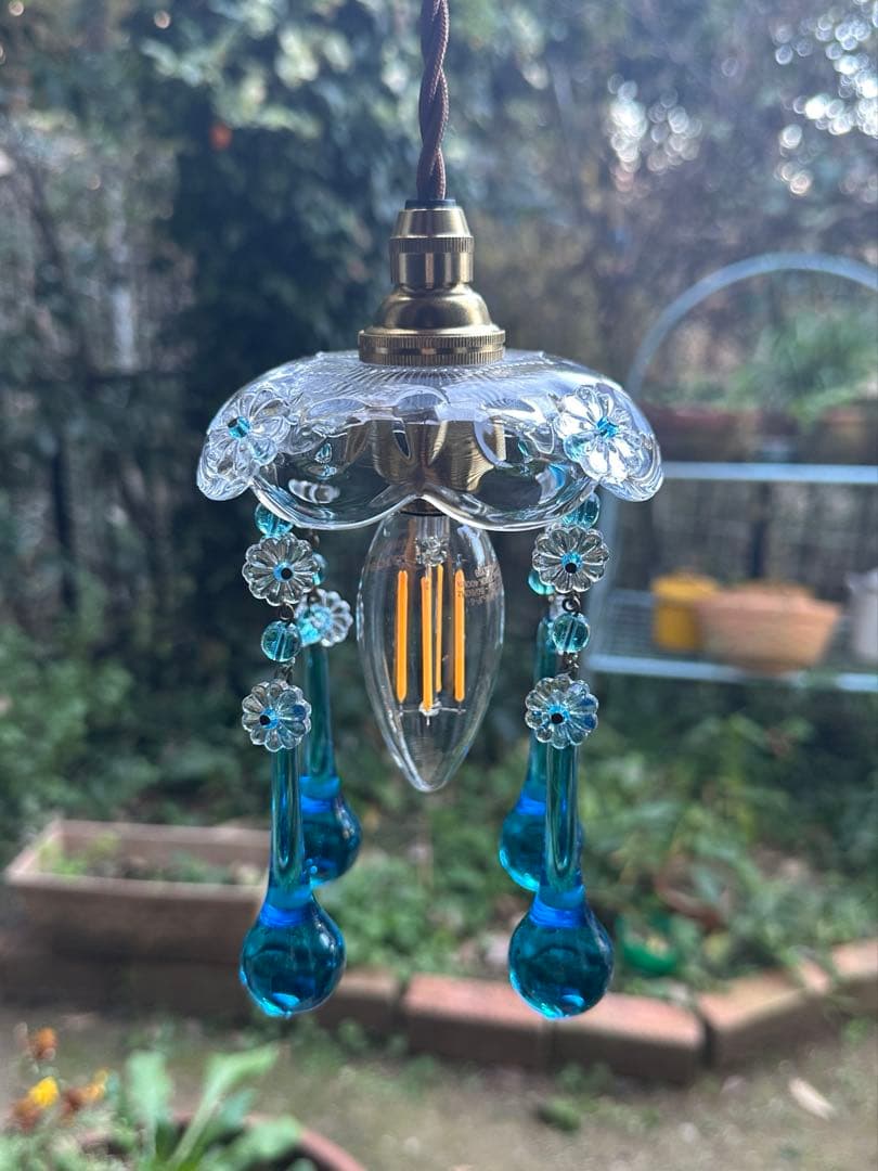 20's フランス アンティーク ブルームラーノガラスの可愛いミニシャンデリア アンティークシャンデリア ブルームラーノ・オパーリンガラス 5灯