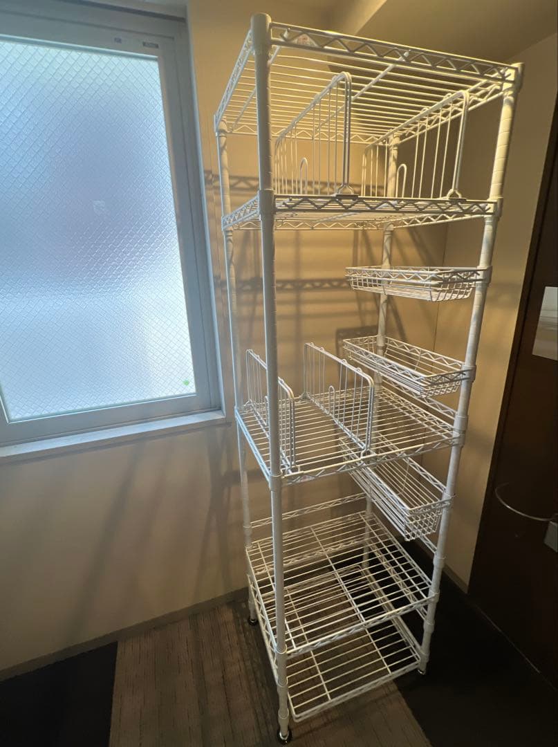 ホームエレクターシェルフ白 キッチンラックW60×D45×H190 現地受渡限定 ベーシックシリーズ キッチンラック ホワイト W600xD450xH1600mm