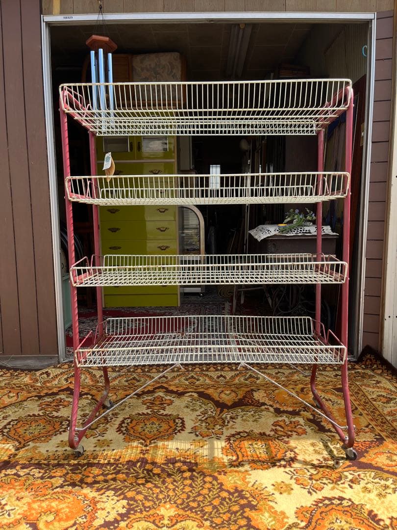 棚 ラック 什器 ② インテリア アンティーク 昭和レトロ 棚 赤 当時物 棚 レトロポップ オレンジ 昭和レトロ 当時物 インテリア - メルカリ