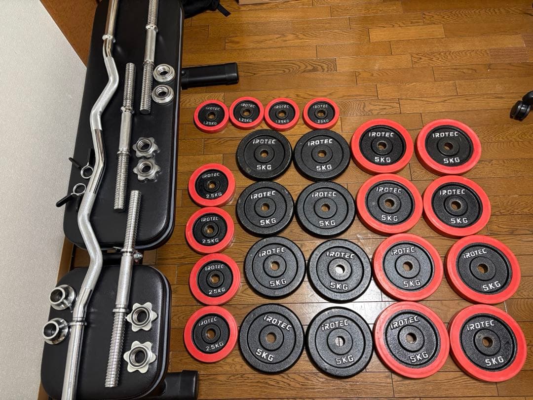 iROTEC ダンベルプレートセット90kg ベンチ台、Wバー　※都内手渡しのみ 楽天市場】IROTEC（アイロテック）チャレンジセットR70 / バーベル