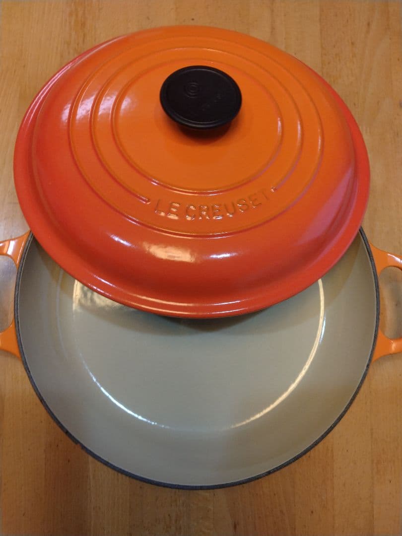 LE CREUSET ル.クルーゼ26cm両手鍋オレンジ ビュッフェキャセロール
