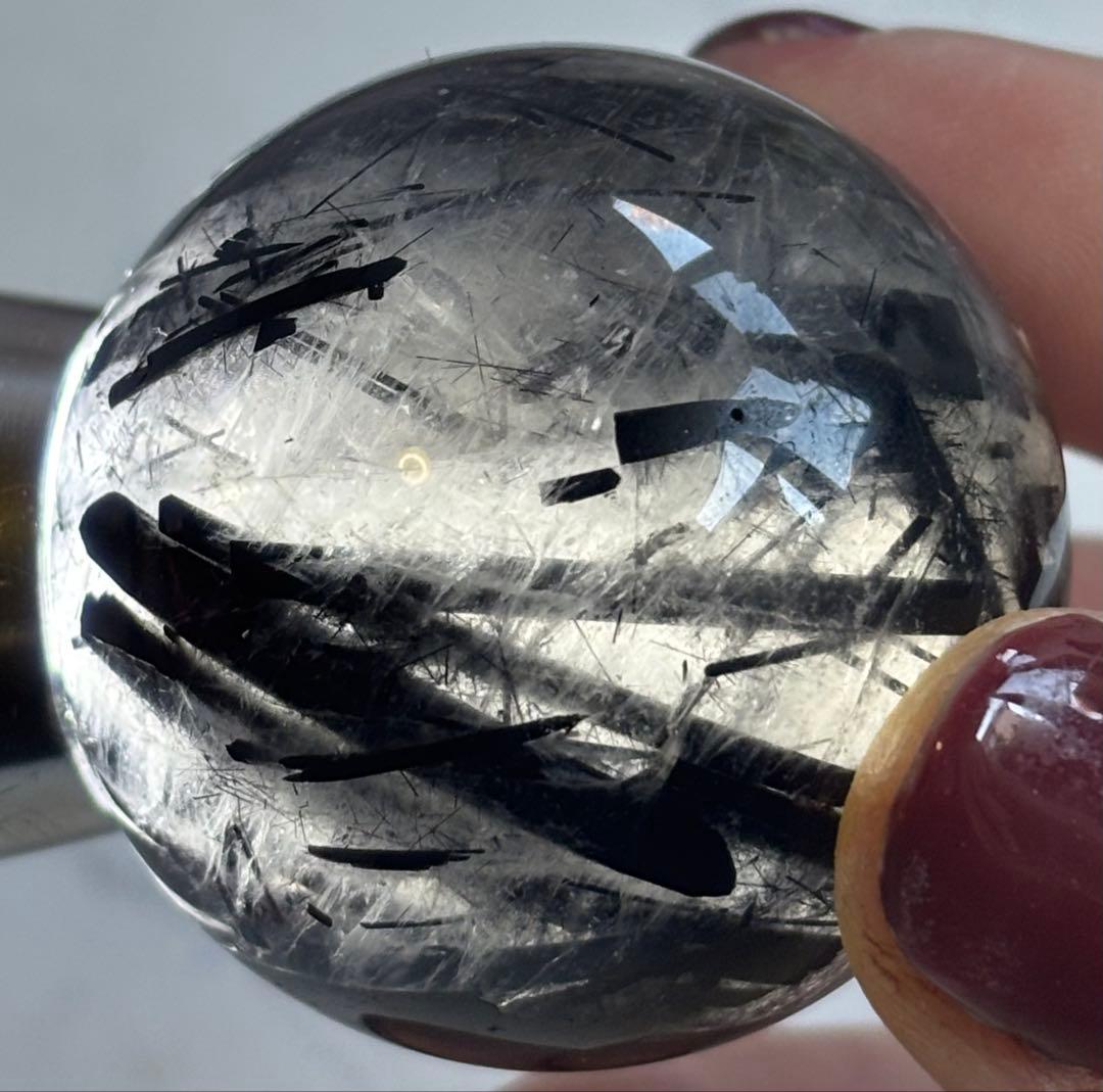 《高密度内包✰》ブラックトルマリンインクォーツ　スフィア　丸玉